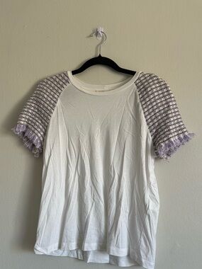 Maje Tweed Purple Sleeve Tee
